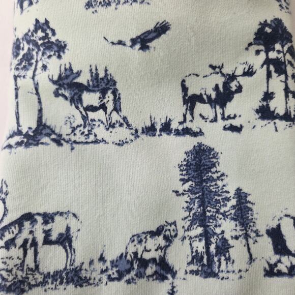 Vtg Lands End Sweatshirt Womens Small (6-8) Teal Blue Nature Bear Moose Wildlife - Picture 5 of 11